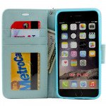 Wholesale iPhone 6 Plus 5.5 Folio Flip Leather Wallet Case with Strap (Blue)